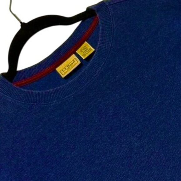L.L. Bean Mens XL Tall Navy Blue Cotton Long Sleeve Crewneck Textured Sweatshirt - Picture 3 of 6
